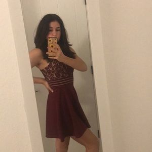 Woman’s Burgundy Lace Dress